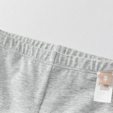 Toddler Girls Summer Cute Beige/Grey Slim Leggings