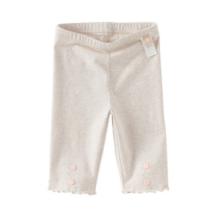 Toddler Girls Summer Cute Beige/Grey Slim Leggings