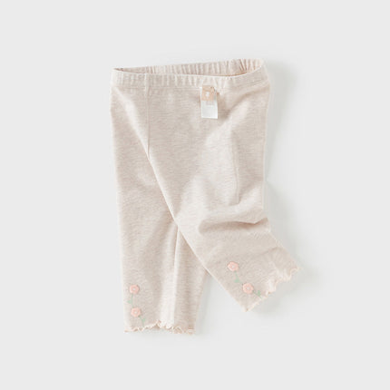 Toddler Girls Summer Cute Beige/Grey Slim Leggings