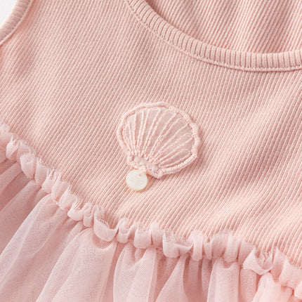 Girls Summer Pink Mesh Elegant Princess Dress
