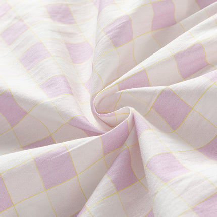 Girls Summer Cute Cotton Purple Plaid A-line Dress
