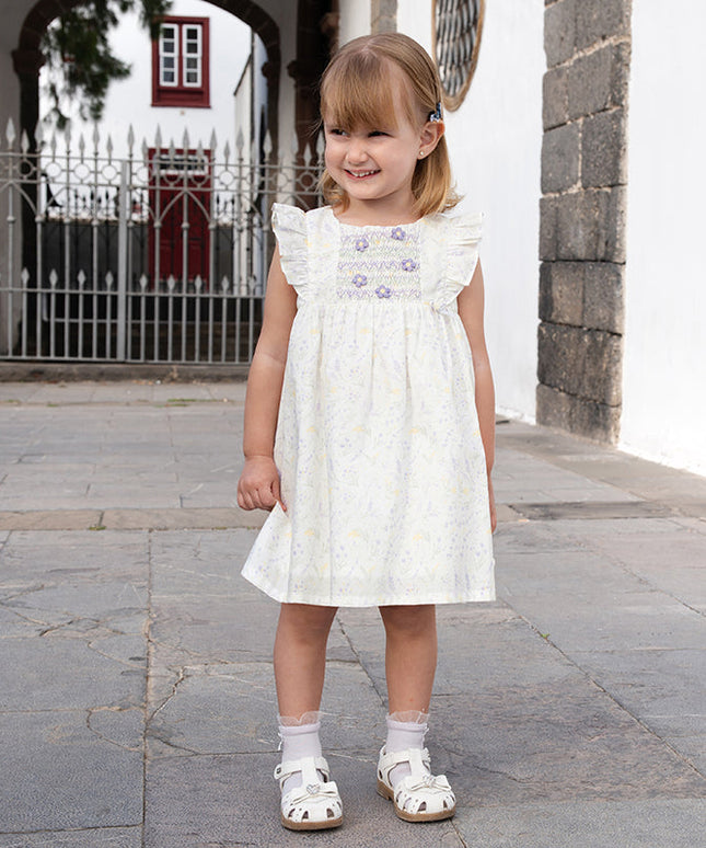 Girls Summer Purple Floral Print Cotton Dress