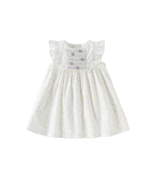 Girls Summer Purple Floral Print Cotton Dress