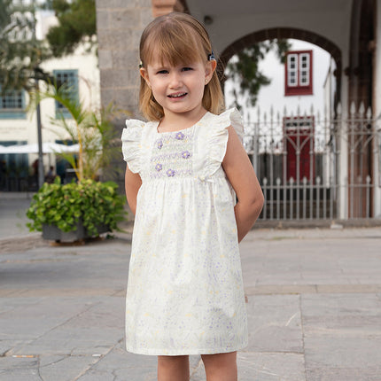 Girls Summer Purple Floral Print Cotton Dress