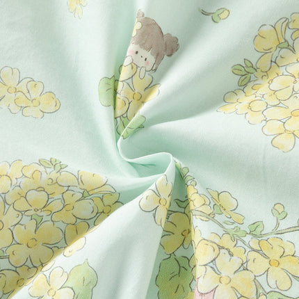 Toddler Girls Summer Green Floral Chinese-style Breathable A-line Mesh Dress