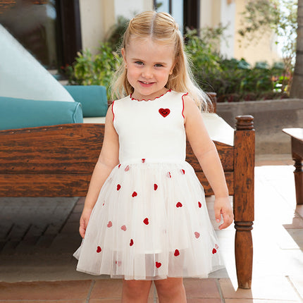 Girls Summer Sleeveless Knit Princess Mesh Dress