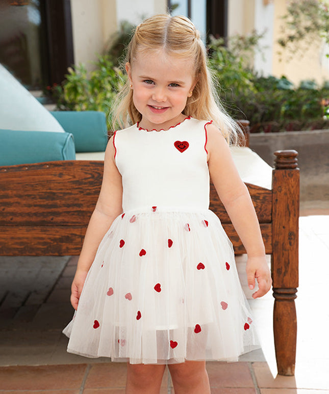 Girls Summer Sleeveless Knit Princess Mesh Dress