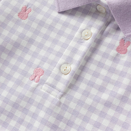 Girls Summer Cotton Purple Plaid Polo Cute College Dress