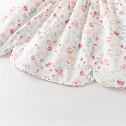 Toddler Girls Summer Floral Print Doll Collar Breathable Cotton Casual Dress