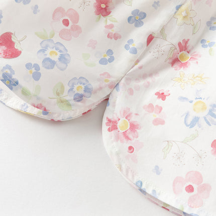 Toddler Girls Summer Floral Print Doll Collar Breathable Cotton Casual Dress