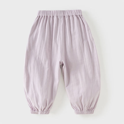 Toddler Girls Summer Purple/Green Adjustable-waistband Loose Jogger Pants
