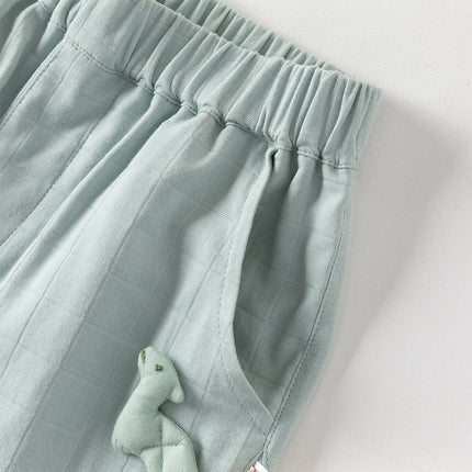 Toddler Girls Summer Purple/Green Adjustable-waistband Loose Jogger Pants