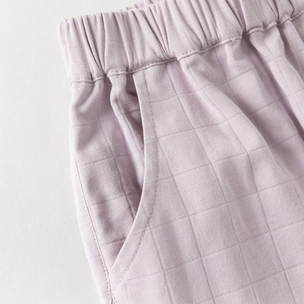 Toddler Girls Summer Purple/Green Adjustable-waistband Loose Jogger Pants