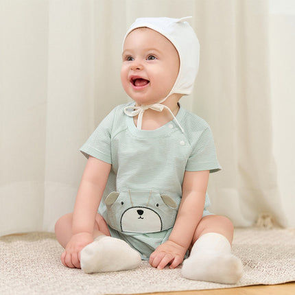 Baby Boys Summer Orange/Grey Green Animal Soft Cotton Casual Rompers