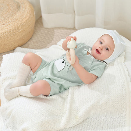 Baby Boys Summer Orange/Grey Green Animal Soft Cotton Casual Rompers