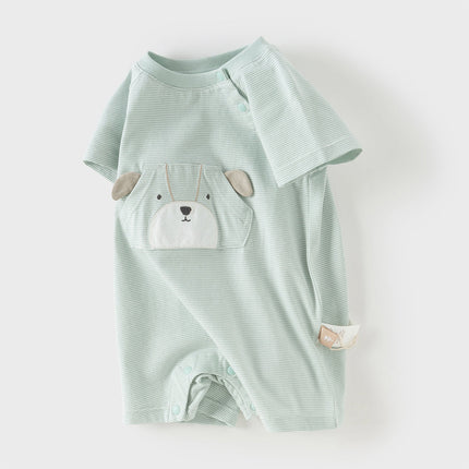 Baby Boys Summer Orange/Grey Green Animal Soft Cotton Casual Rompers