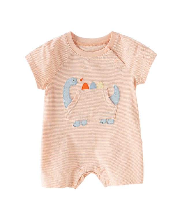 Baby Boys Summer Orange/Grey Green Animal Soft Cotton Casual Rompers