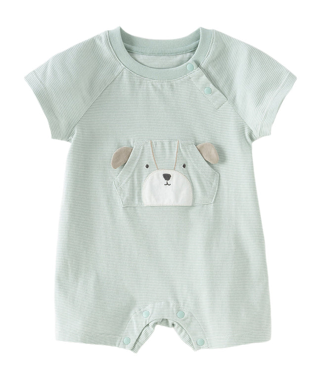 Baby Boys Summer Orange/Grey Green Animal Soft Cotton Casual Rompers