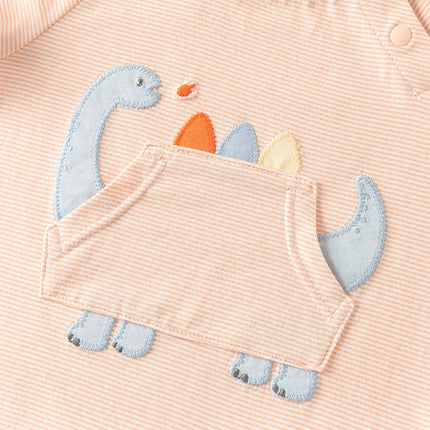 Baby Boys Summer Orange/Grey Green Animal Soft Cotton Casual Rompers