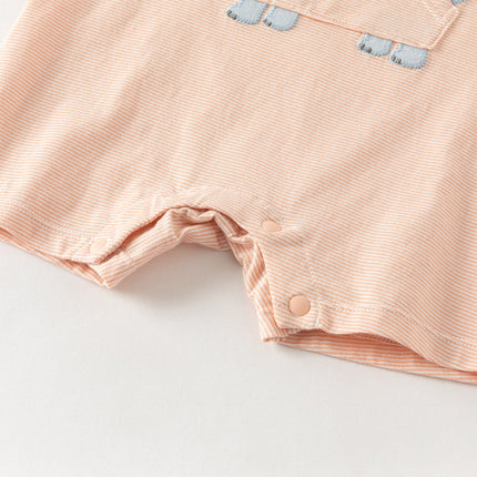 Baby Boys Summer Orange/Grey Green Animal Soft Cotton Casual Rompers