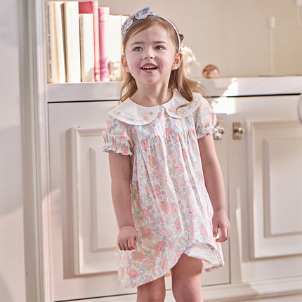 Toddler Girls Summer Stylish Floral Print Breathable Cotton A-line Dress