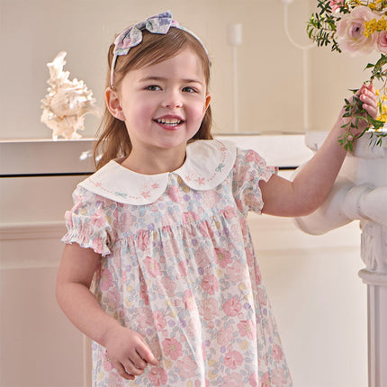 Toddler Girls Summer Stylish Floral Print Breathable Cotton A-line Dress