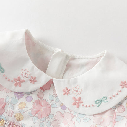 Toddler Girls Summer Stylish Floral Print Breathable Cotton A-line Dress