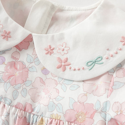 Toddler Girls Summer Stylish Floral Print Breathable Cotton A-line Dress