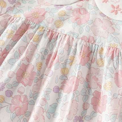 Toddler Girls Summer Stylish Floral Print Breathable Cotton A-line Dress