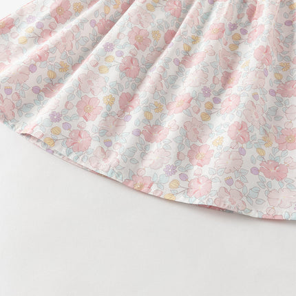Toddler Girls Summer Stylish Floral Print Breathable Cotton A-line Dress