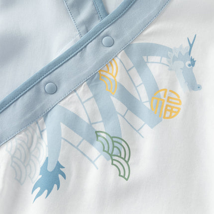 Baby Boys Summer Blue Chinese-style V-Neck Lightweight Rompers