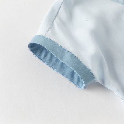 Baby Boys Summer Blue Chinese-style V-Neck Lightweight Rompers