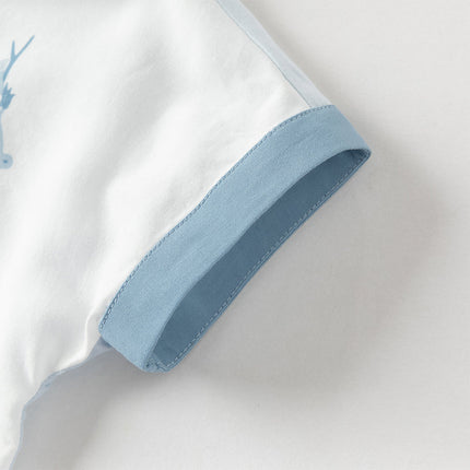 Baby Boys Summer Blue Chinese-style V-Neck Lightweight Rompers