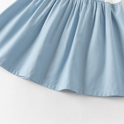 Toddler Girls Summer Beige Doll Collar College-style Fake-two-piece Dress