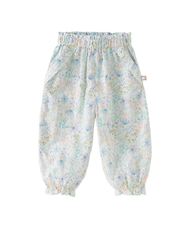 Toddler Girls Summer Casual Floral Print Lightweight Loose Mosquito Proof Pants