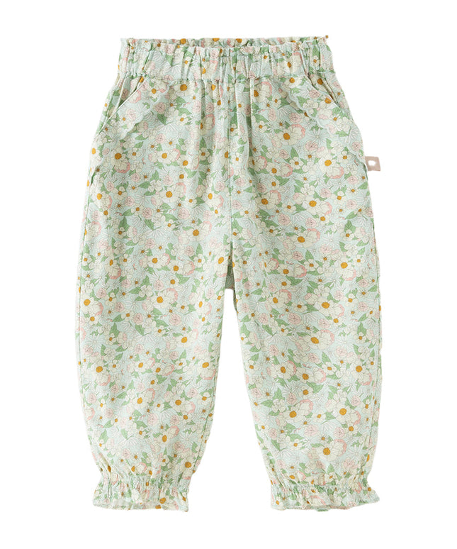 Toddler Girls Summer Casual Floral Print Lightweight Loose Mosquito Proof Pants