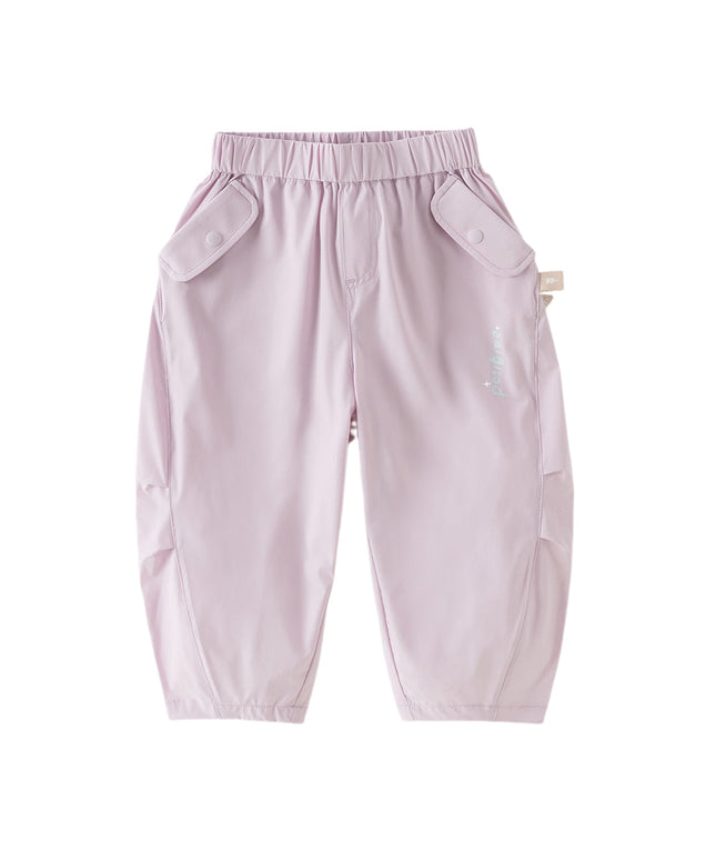 Toddler Girls Summer Purple/Khaki Versatile Adjustable-waist Fashion Pants