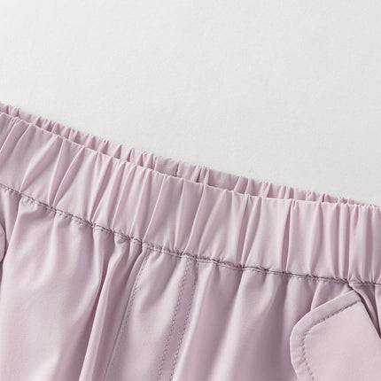 Toddler Girls Summer Purple/Khaki Versatile Adjustable-waist Fashion Pants