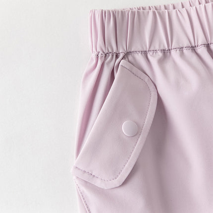 Toddler Girls Summer Purple/Khaki Versatile Adjustable-waist Fashion Pants