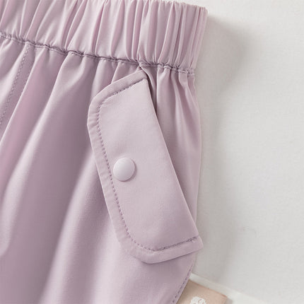 Toddler Girls Summer Purple/Khaki Versatile Adjustable-waist Fashion Pants