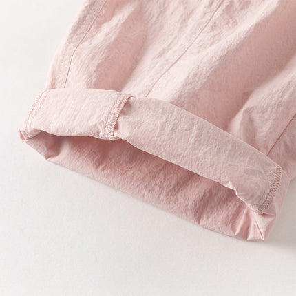 Kids Girls Summer Comfortable Pink/Light Grey Wide Straight-leg Pants
