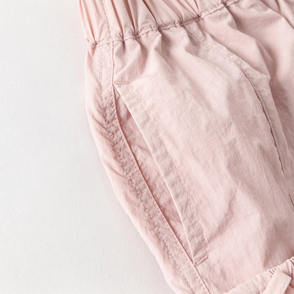 Kids Girls Summer Comfortable Pink/Light Grey Wide Straight-leg Pants