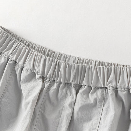 Kids Girls Summer Comfortable Pink/Light Grey Wide Straight-leg Pants