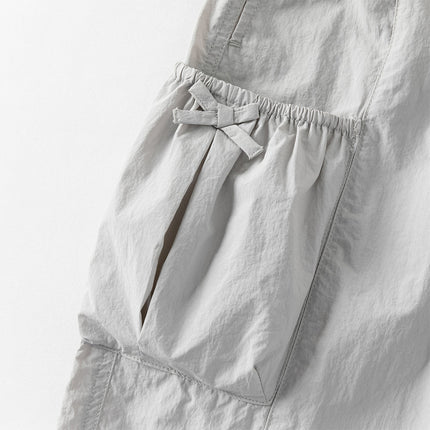 Kids Girls Summer Comfortable Pink/Light Grey Wide Straight-leg Pants