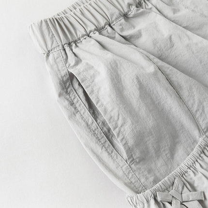 Kids Girls Summer Comfortable Pink/Light Grey Wide Straight-leg Pants