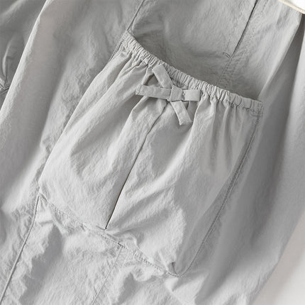 Kids Girls Summer Comfortable Pink/Light Grey Wide Straight-leg Pants