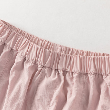 Kids Girls Summer Comfortable Pink/Light Grey Wide Straight-leg Pants