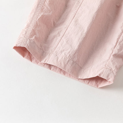Kids Girls Summer Comfortable Pink/Light Grey Wide Straight-leg Pants