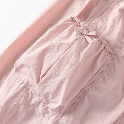 Kids Girls Summer Comfortable Pink/Light Grey Wide Straight-leg Pants