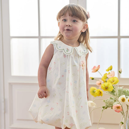 Toddler Girls Summer Adorable Floral Print Soft Cotton A-line Bubble Dress